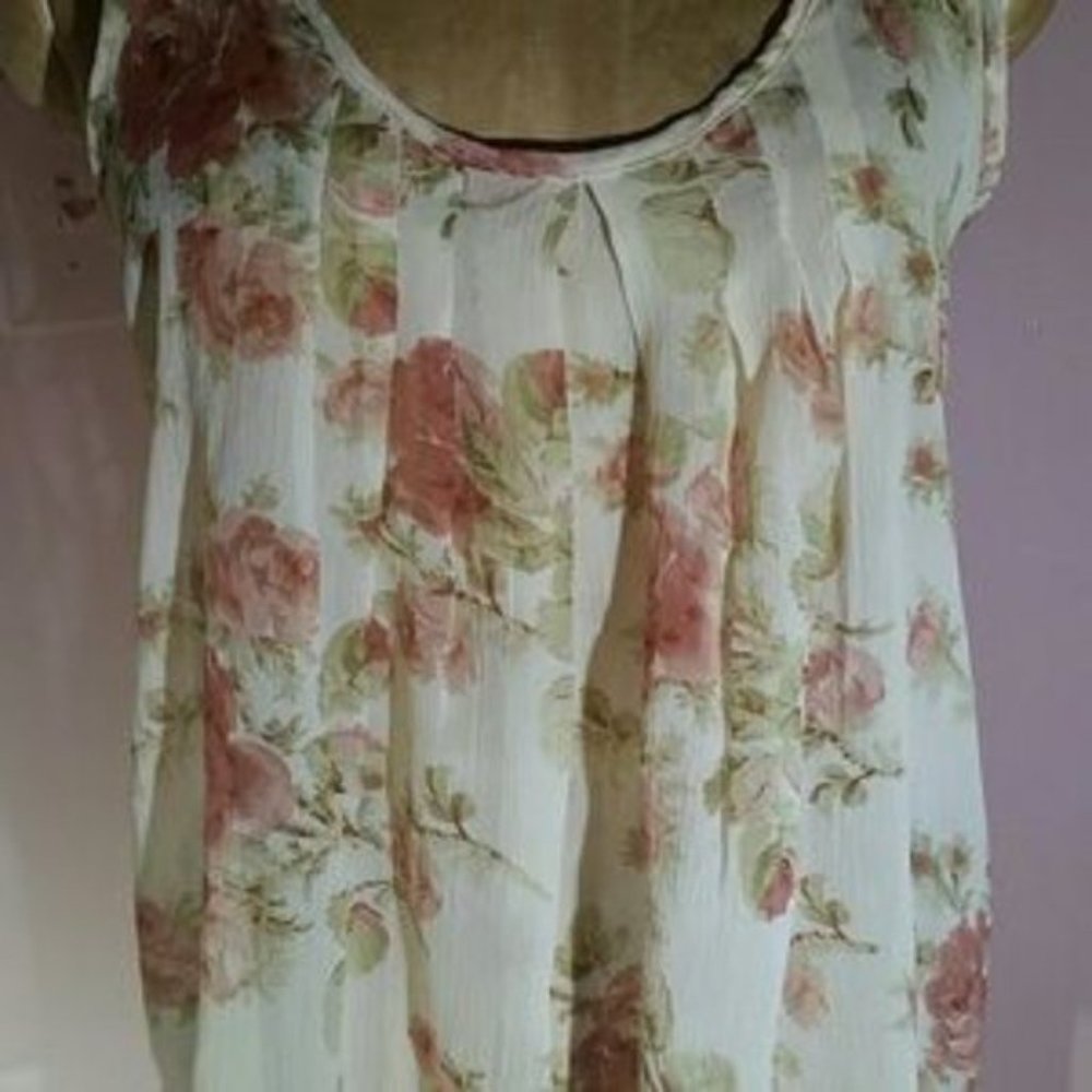 Sheer Flowy Floral Racerback Tank - Picture 2 of 5